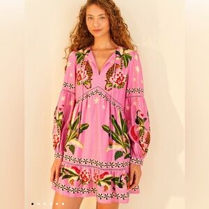 FARM Rio Pink Leopard Forest Mini Dress